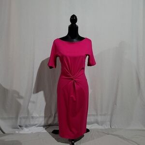 Escada dress fucia hot pink short sleeve stretchy bodycon EU size 38 US 7 sexy